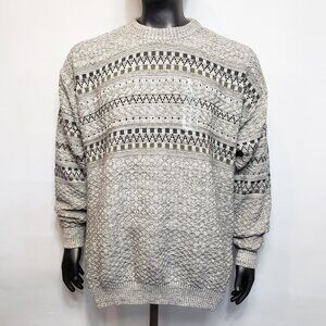 St Johns Bay Mens Knit Grandpa Sweater XLT Fair Isle Geometric Vintage 2003 NWT
